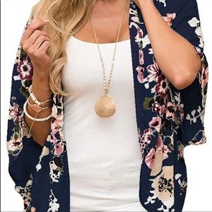 Women's Sheer Chiffon Kimono Floral Print Cardigan H-305